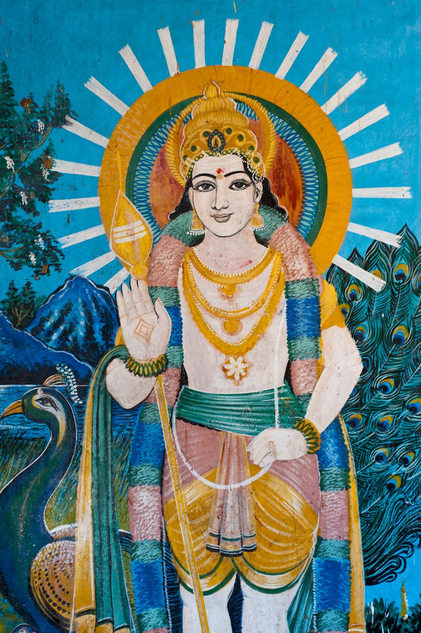 Et maleri av en Gud, på veggen til en helligdom, ved Sangamankanda, på østkysten, Sri Lanka. 29. mai 2010. av Unknown