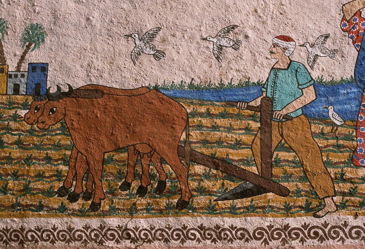 Malt vegg som viser en plogmann, Vestbredden, Luxor av Unknown