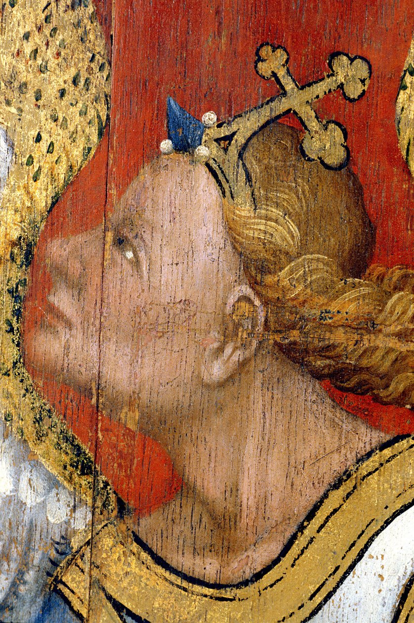 Picardie 085 - Laon - Museum - "" Donatoren og bebudelsens engel"" (detalj) - Master of the Hours of Rohan - Oljemaleri på eik fra 1400-tallet av Unknown