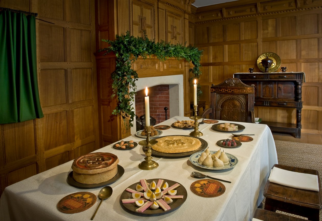 1630-salen på Geffrye-museet pyntet til jul av Unknown