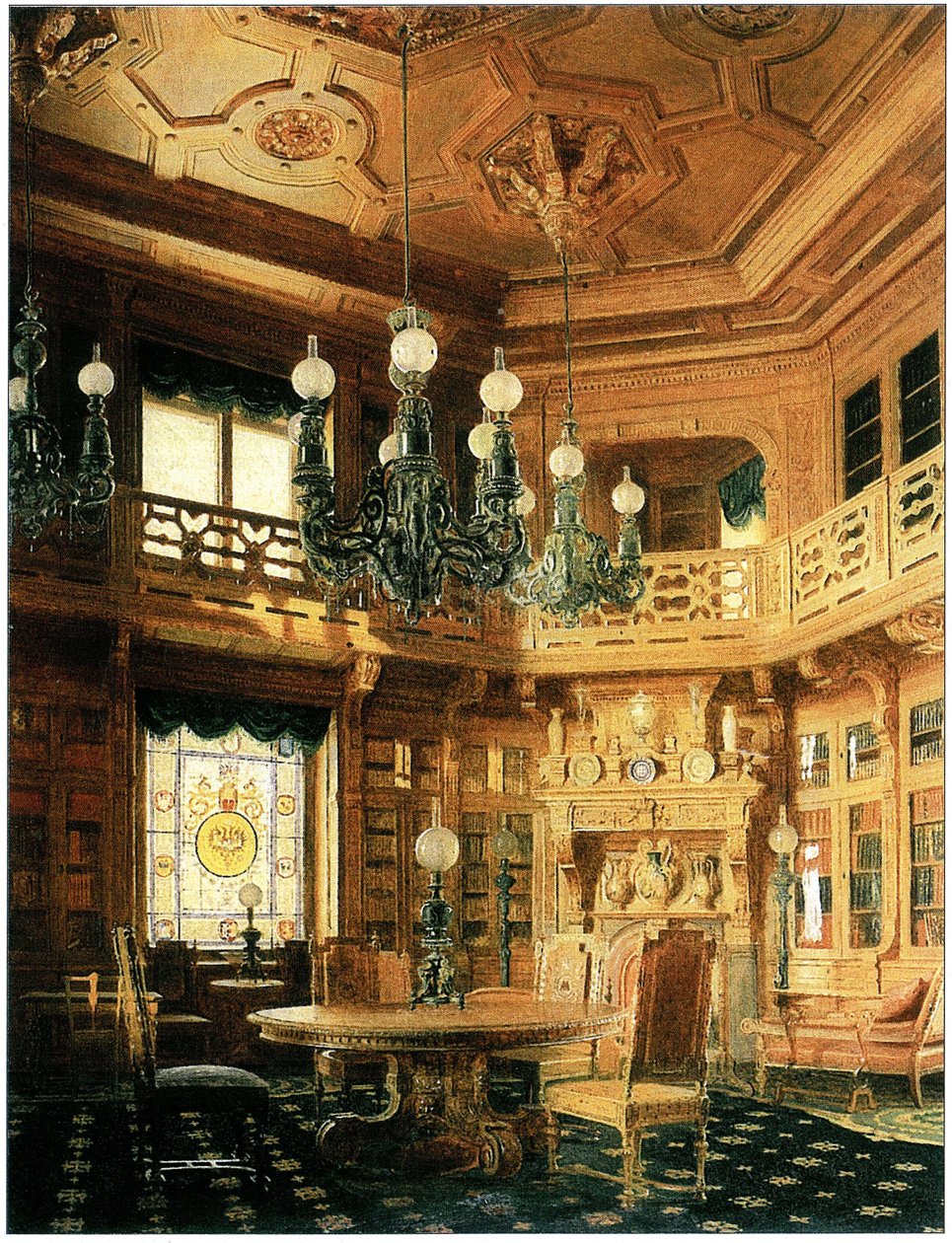 Anichkov -palassets bibliotek. Maleri fra 1869 av Бобров А.А.