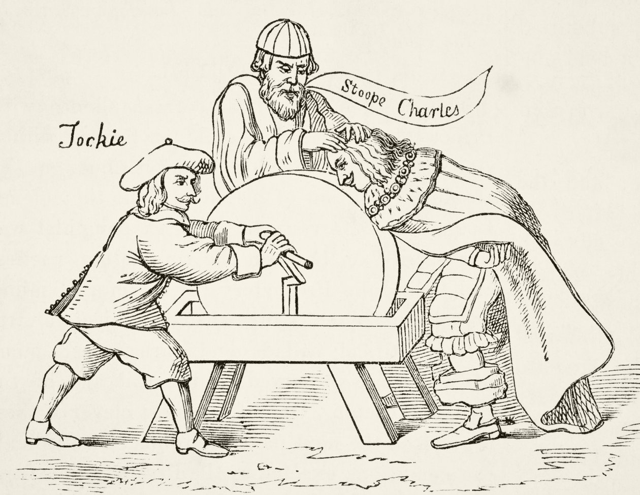Kong Charles I på slipesteinen til skotsk presbyteriansk intoleranse, fra The National and Domestic History of England' av William Hickman Smith Aubrey (1858-1916) publisert London, ca. 1890 av English School