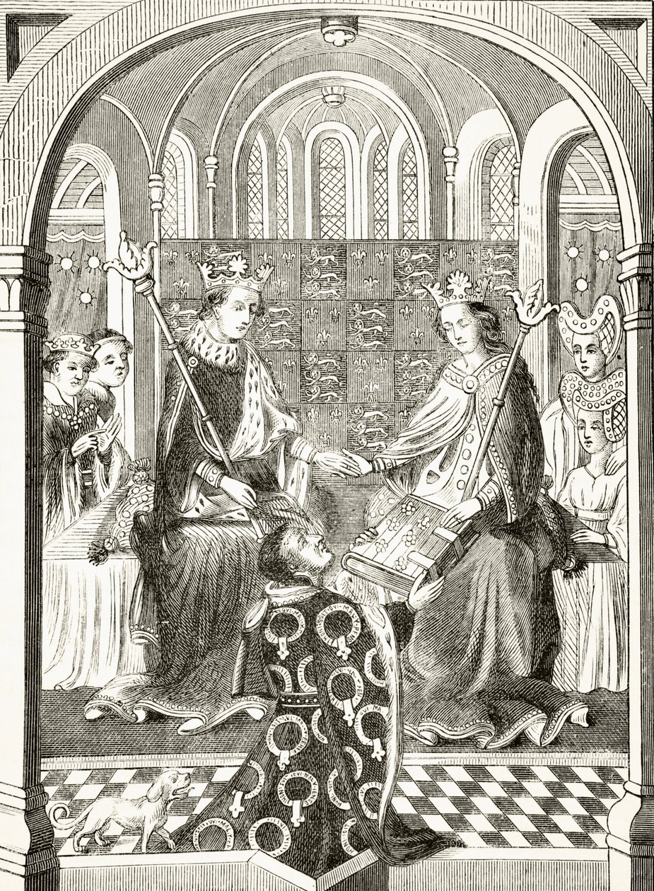 Kong Henry VI av England og hans dronningkonsort, Margaret av Anjou i deres hoff, fra 