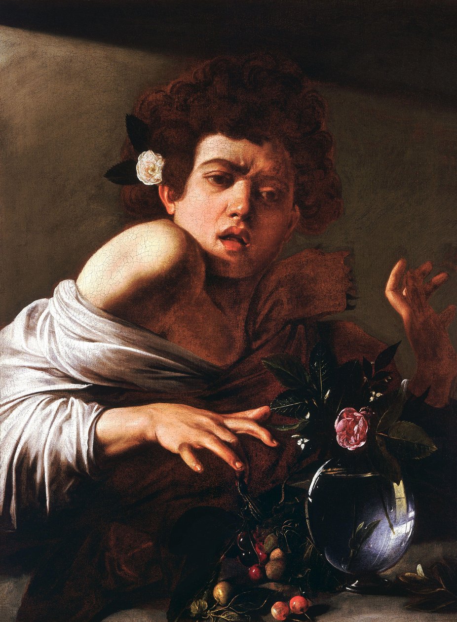 Gutt bitt av en firfirsle av Michelangelo Merisi Caravaggio