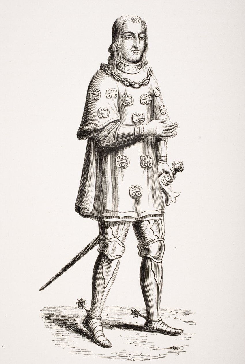 Louis de Mallet (1448-1516) avbildet i 1487 i Costume of War and Tournament, etter en gravering fra 1500-tallet, fra 