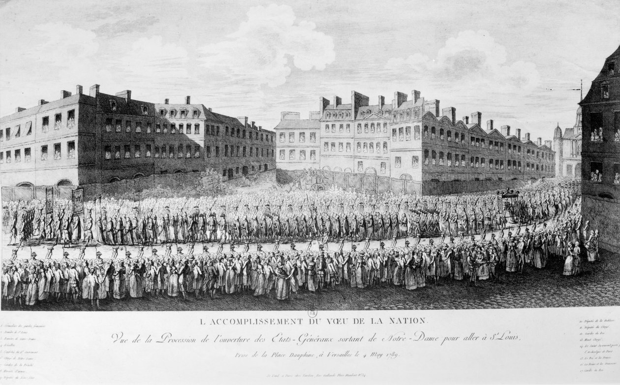 Prosesjon av åpningen av generalgodsene (gravering) (bw-bilde) av French School