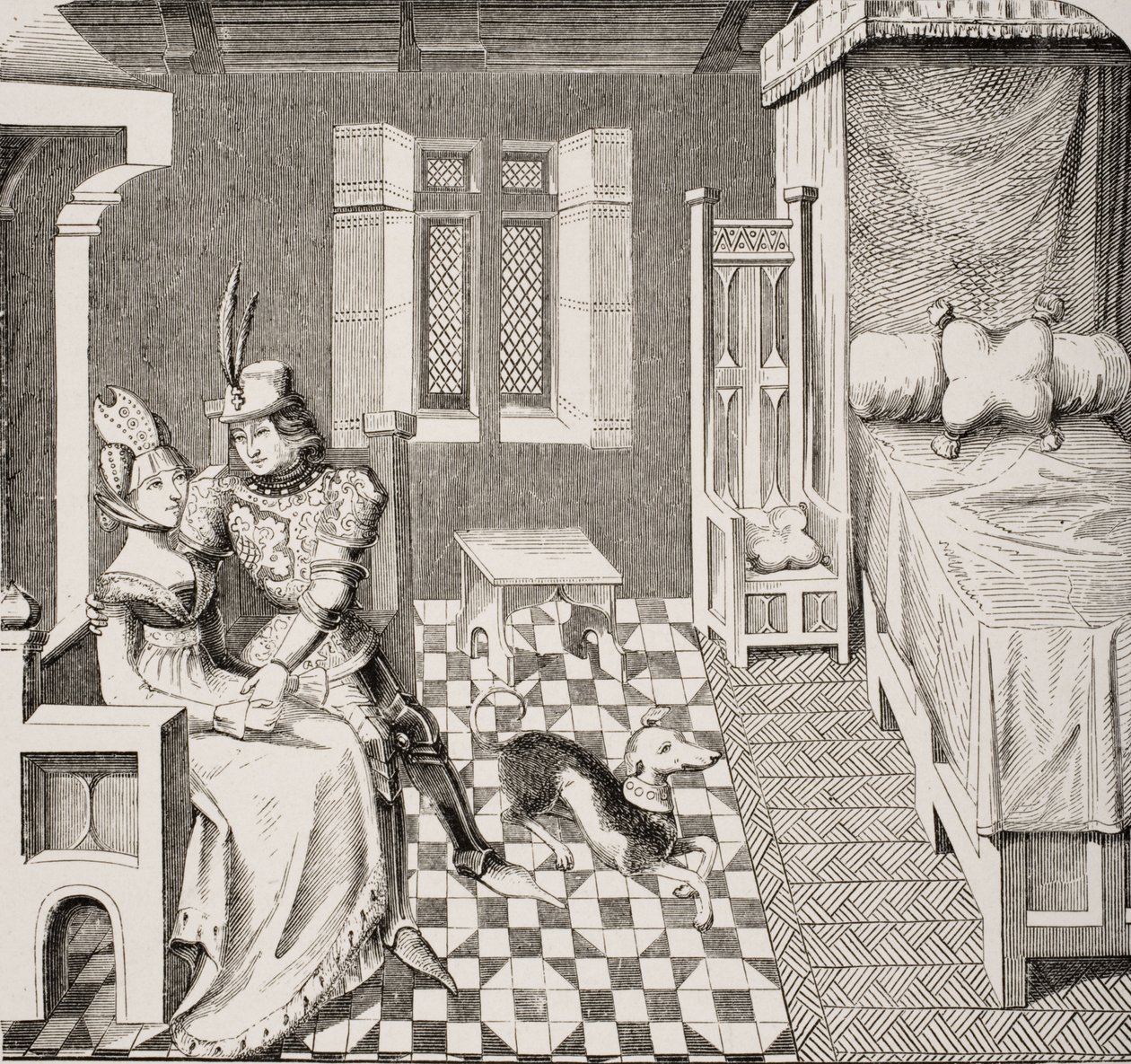 The Knight and his Lady, etter en miniatyr som illustrerer diktet 