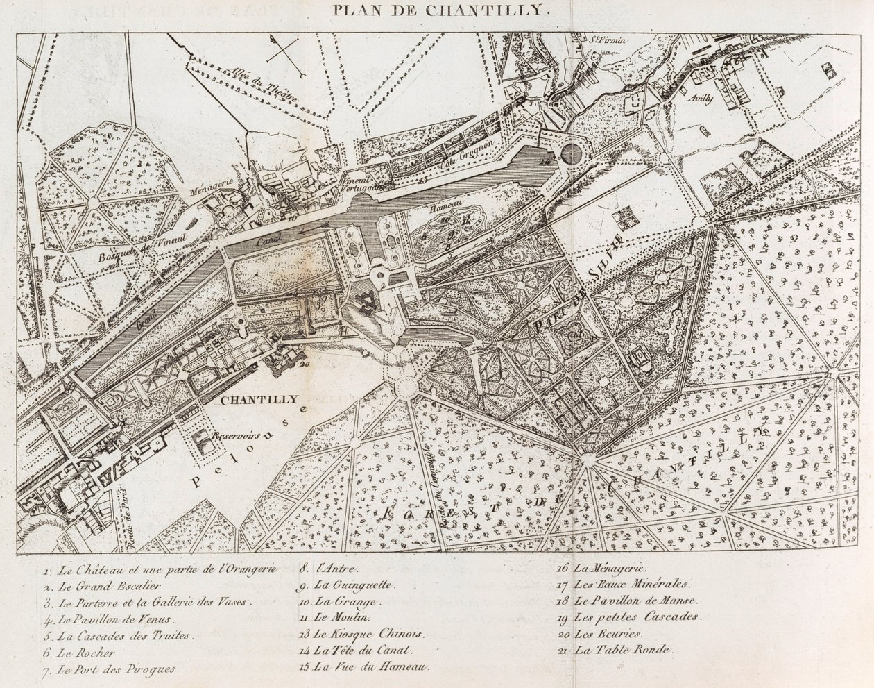 Turer eller reiseruter i hagene i Chantilly av   Mérigot