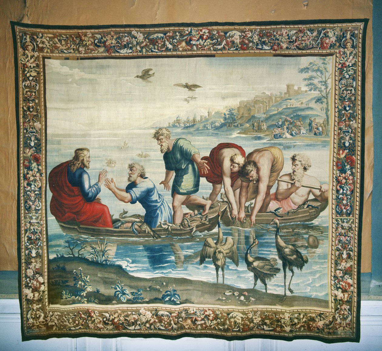 Tapet som skildrer Apostlenes gjerninger, Den mirakuløse fangst av fisk, vevd på Beauvais-verkstedet under ledelse av Philippe Behagle (1641–1705), 1695–98 (ullteppe) av Raffaello Sanzio Raphael