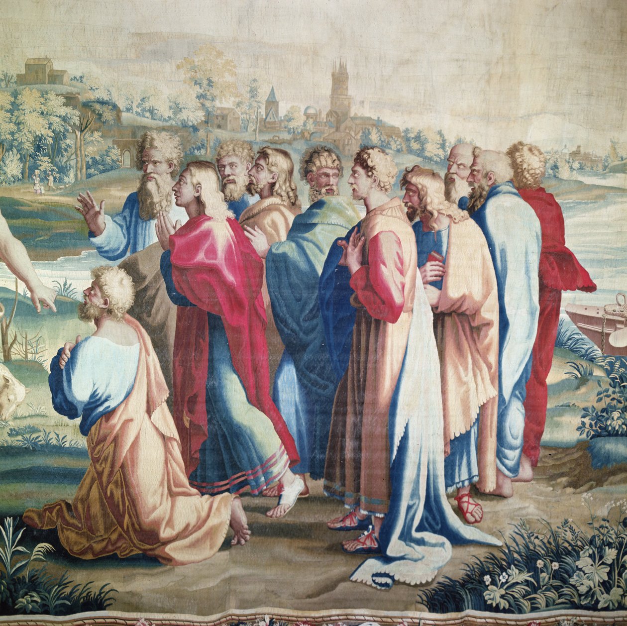 Tapet som skildrer Apostlenes gjerninger, kallet til Saint Paul (detalj av apostlene), vevd på Beauvais-verkstedet under ledelse av Philippe Behagle (1641-1705), 1695-98 (ullbånd av Raffaello Sanzio Raphael