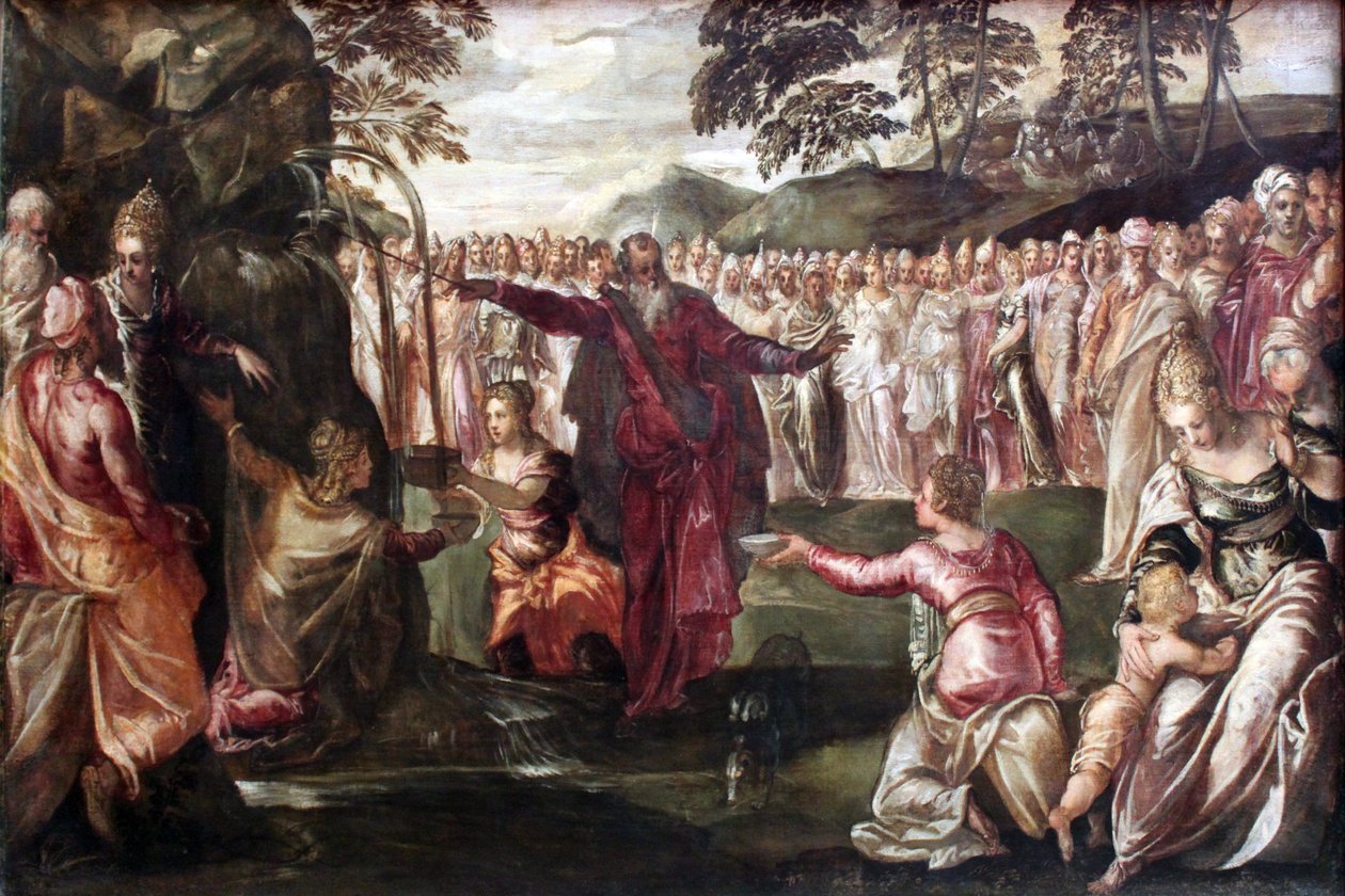 Moses slår vann ut av fjellet av Tintoretto