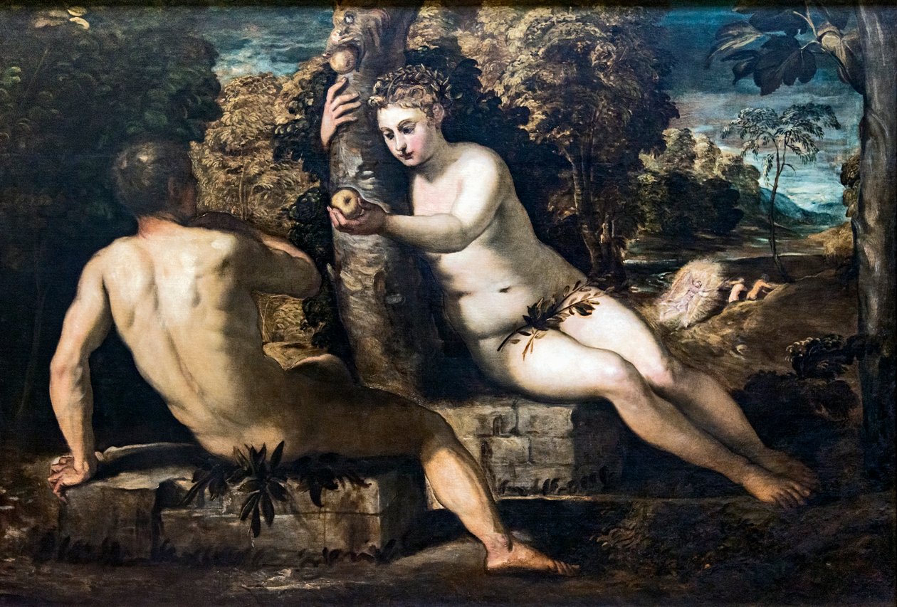 Fristelsen til Adam og Eva av Tintoretto