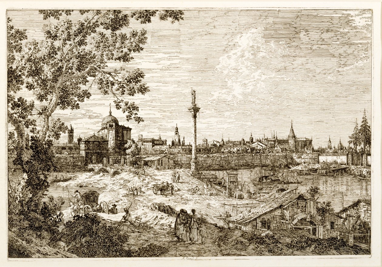 Imaginary View of Padua, ca. 1740-tallet (etsing) av Canaletto