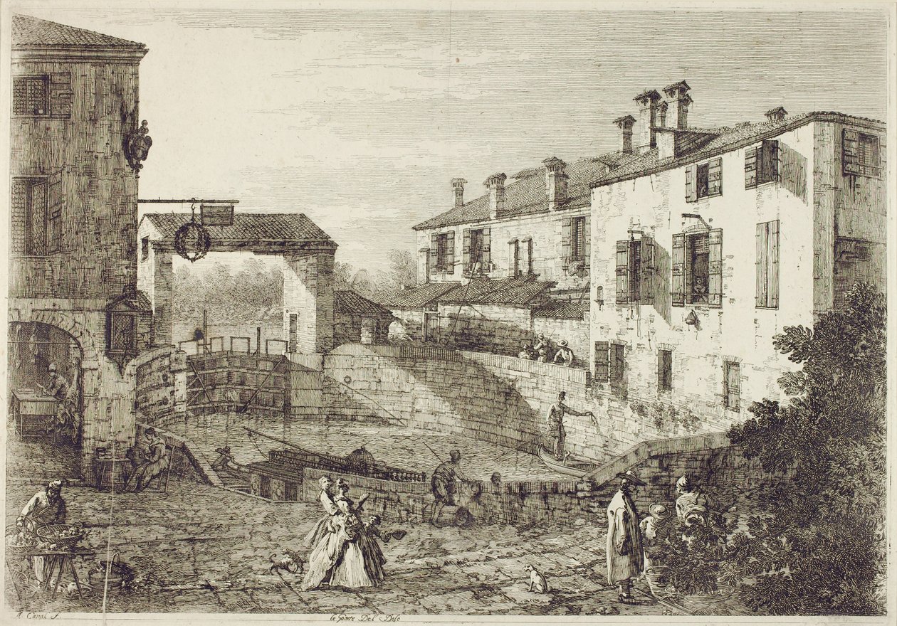 Dolo-porten (etsing) av Canaletto