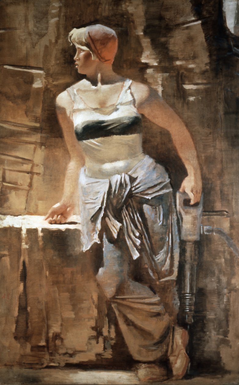 A Girl: Metro-Builder 1937 Maleri av A, Samokhvalov (1894 - 1971), sosialistisk realisme. av Unknown