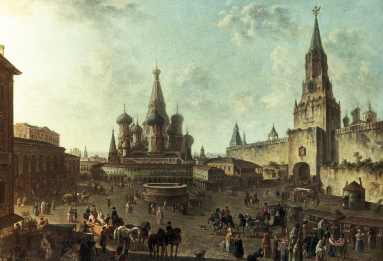 Et oljemaleri av den røde plass i Moskva av Fjodor Alexeyev (1801). av Unknown