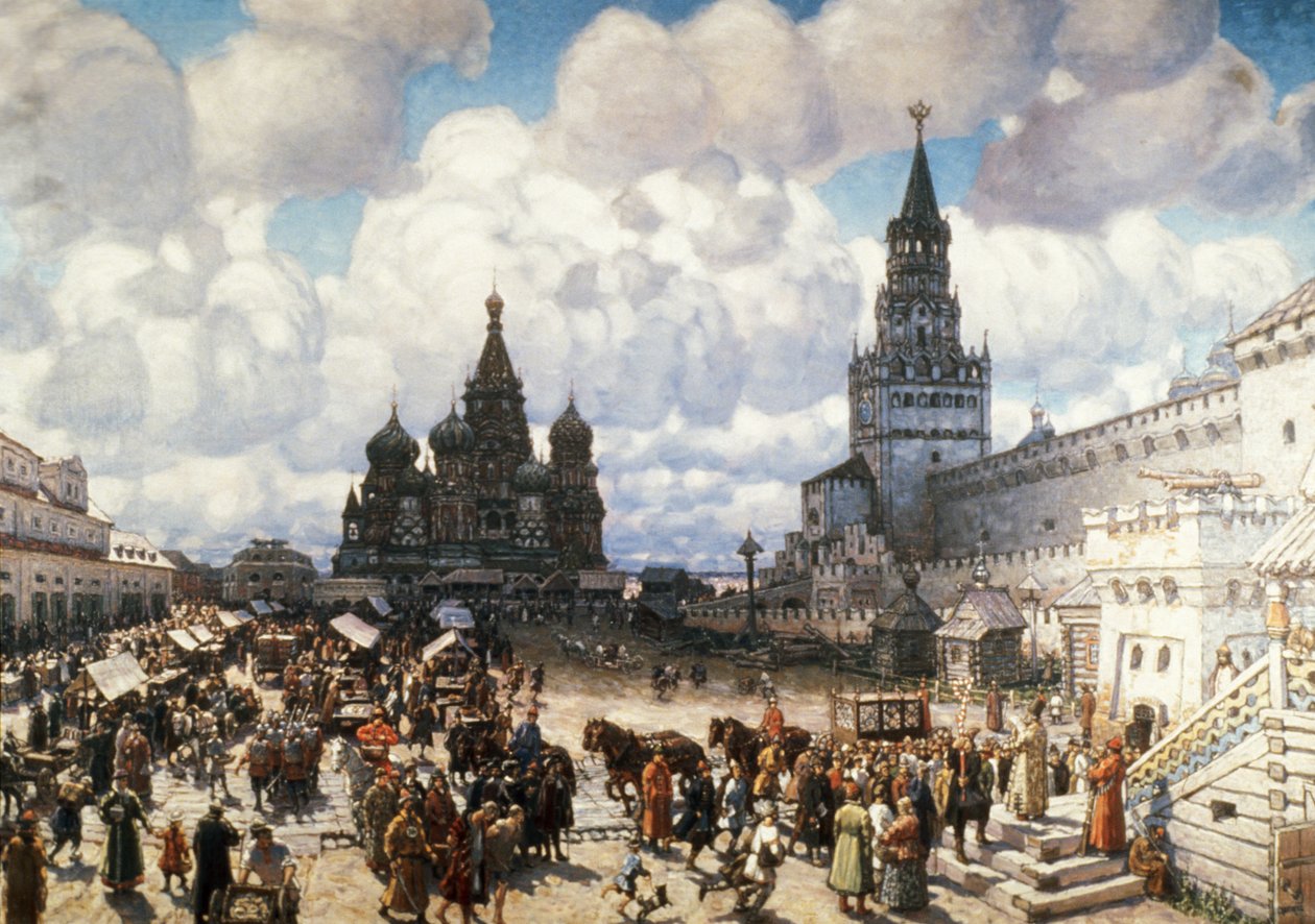 Et oljemaleri av den røde plass i Moskva på 1600-tallet av Viktor Vasnetsov. av Unknown