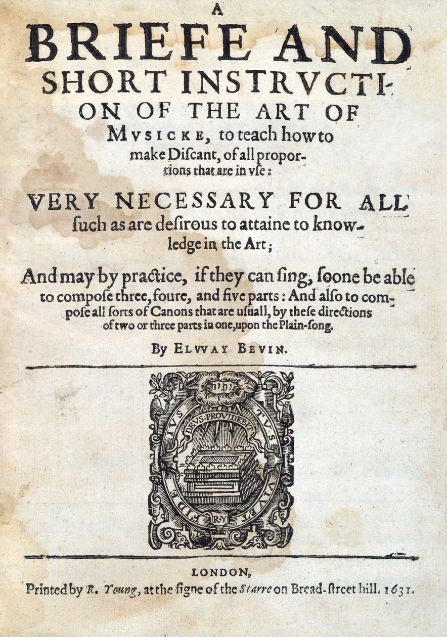 Art of Musicke, av Elway Bevin 1631. av Unknown