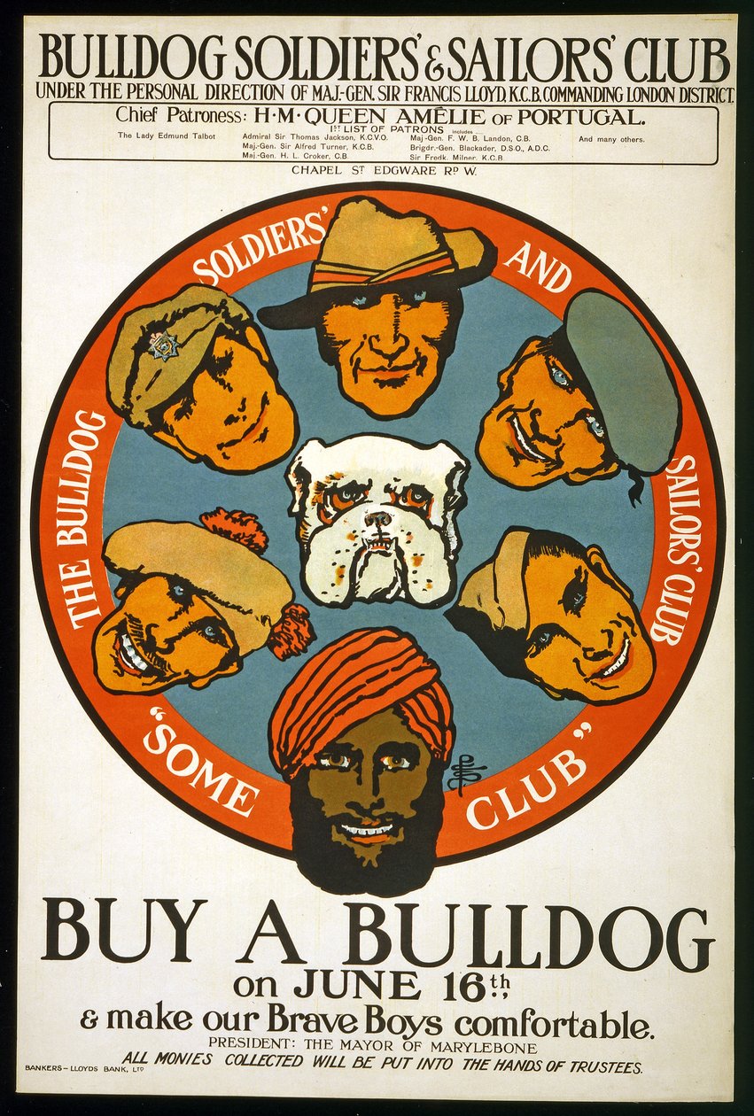 Kjøp en bulldog 16. juni og gjør våre modige gutter mer komfortable, ca. 1915 av Unknown