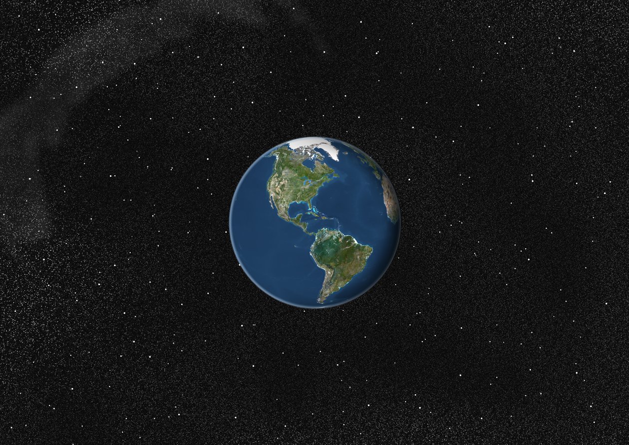 Globus sentrert på Amerika, ekte fargesatellittbilde av Unknown