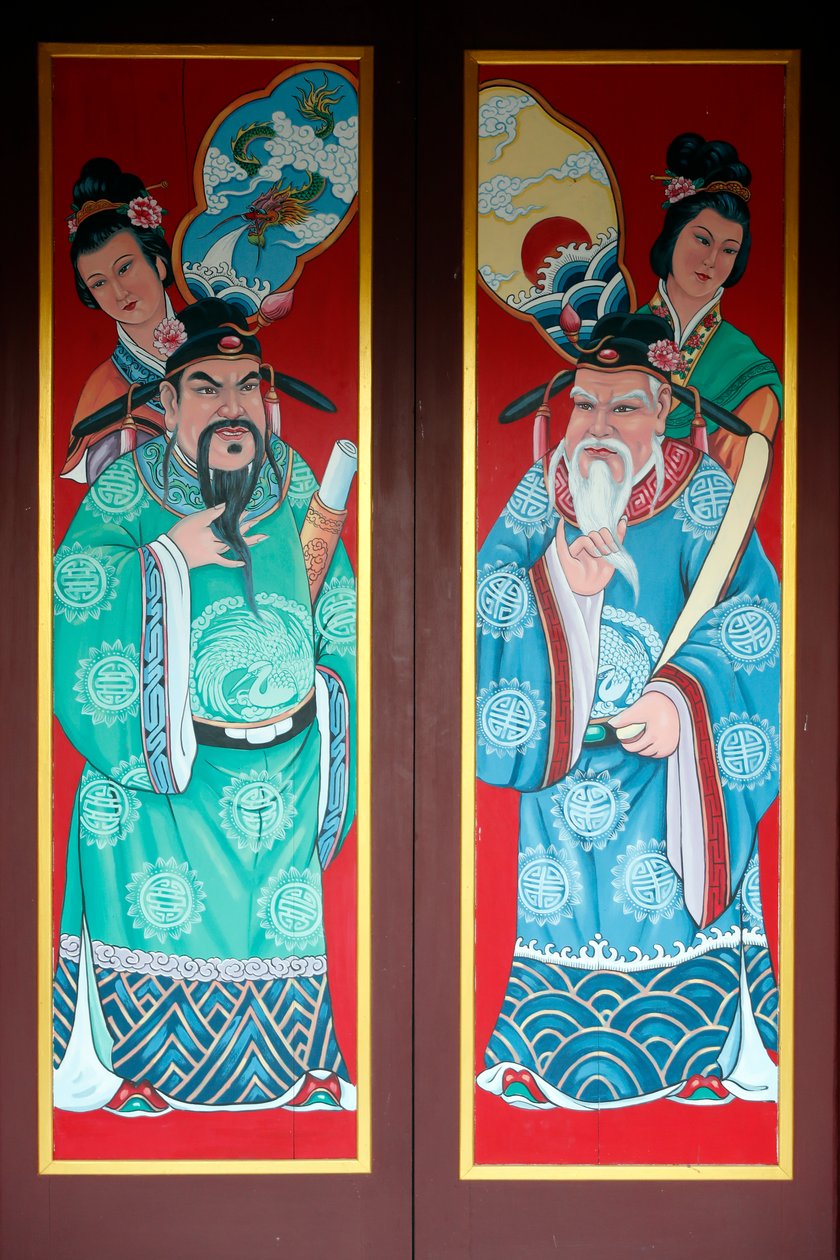 Hoi Tuong Te Nguoi Hoa buddist kinesisk tempel. Maling av dør. Phu Quoc. Vietnam. av Unknown