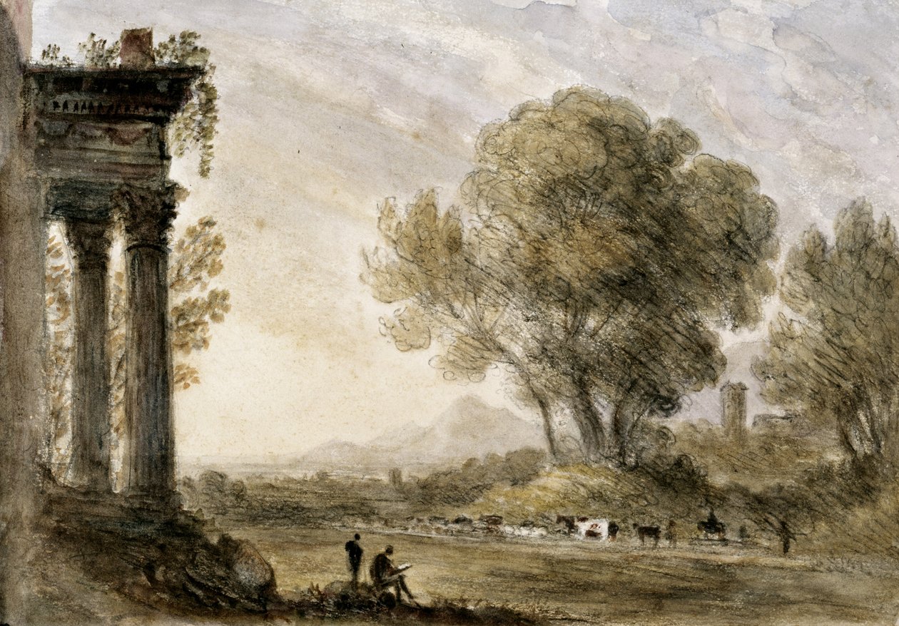 Landskap i stil med Claude av William Crotch, 1838. av Unknown