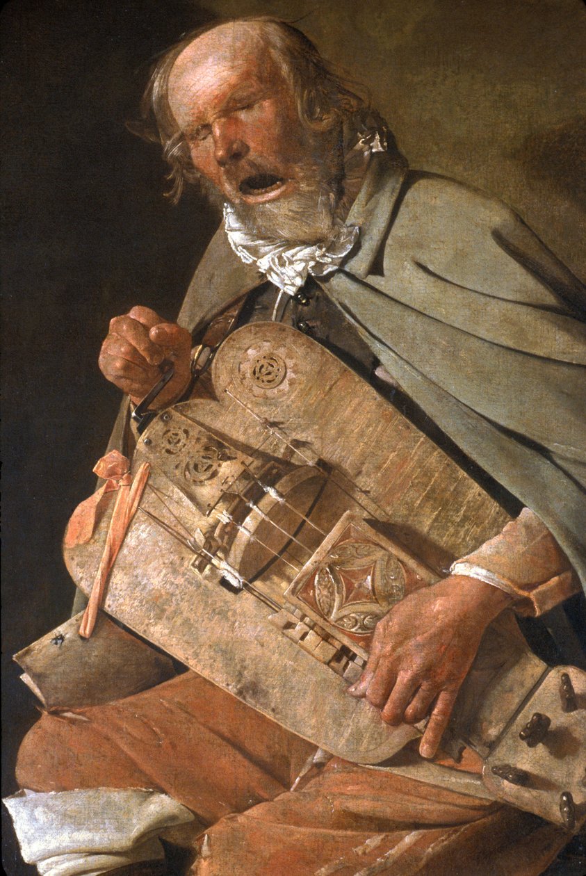 Loire Atlantique N* 093 - NantesMusee des Beaux Arts - "" The Old Man Player"" (detalj) (The Old Man with a Hat or The Old Man with a Fly) - av Georges de La Tour (1593-1652) ca. 1625 av Unknown