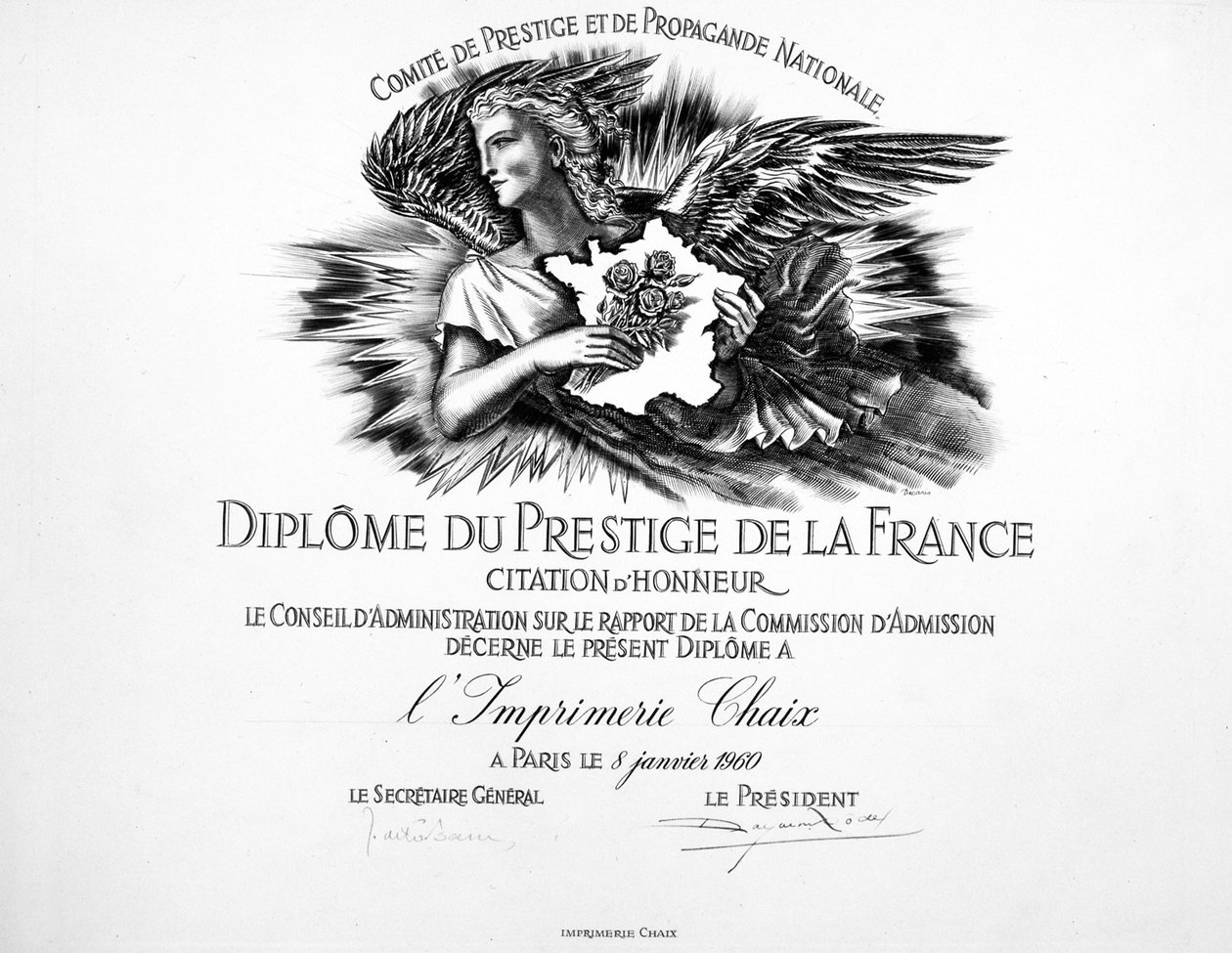 Prestisjediplom ved Chaix Printing av Unknown