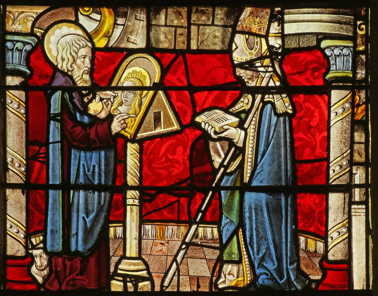 St Luke maler et portrett av Jomfru Maria; også en biskop (St Peter?) Rumilly av Unknown