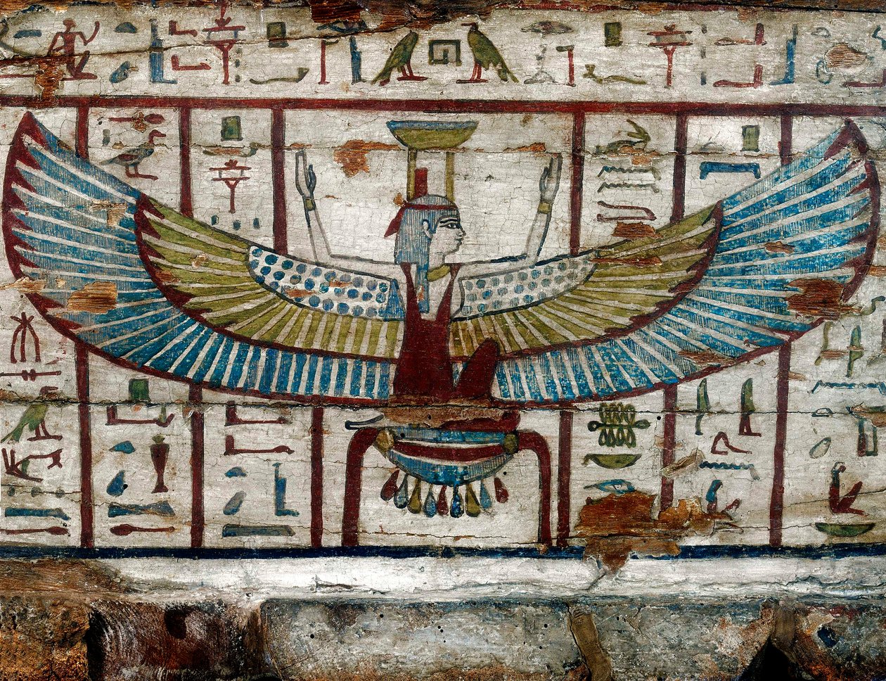 Gudinnen Iside, detalj av sarkofagen til Pa-di-Khonsu, Civic Egyptian Collection, Sforzesco Castle av Unknown