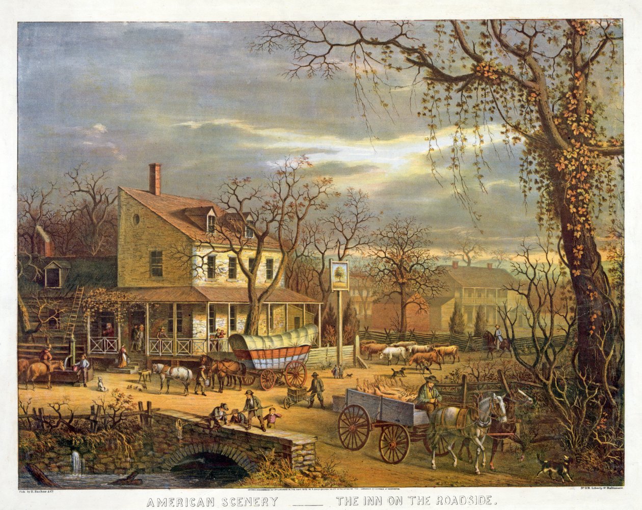 American Scenery - The Inn on the Roadside, pub. 1872 av American School