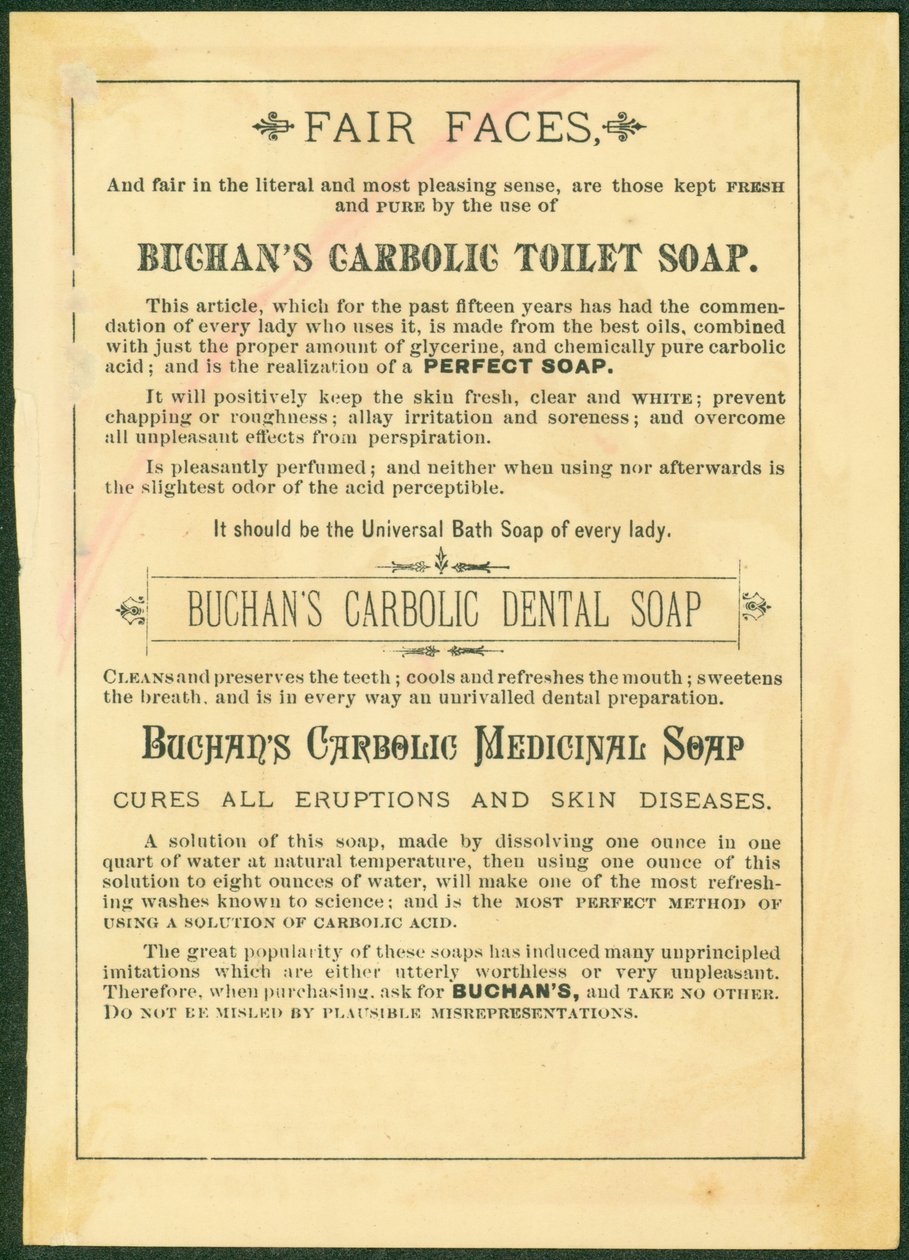 Buchans Carbolic Toalettsåpe [handelskort verso] av American School