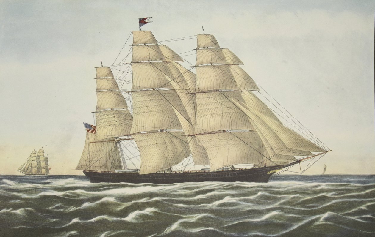Clipper Ship ,Flying Cloud , pub. 1852, Currier & Ives av American School