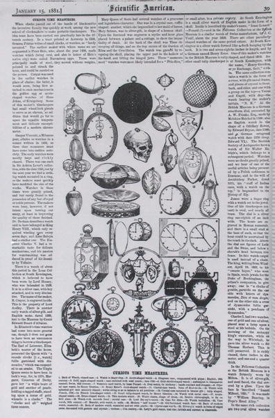 Curious Time Measurers, fra Scientific American, 15. januar 1881 av American School