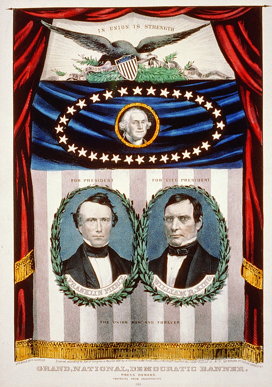 Demokratisk presidentkampanjebanner, 1852 av American School