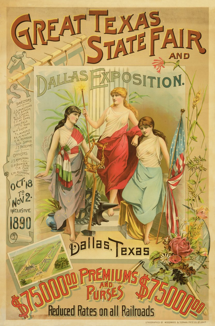 Great Texas State Fair-plakat, 1890 av American School