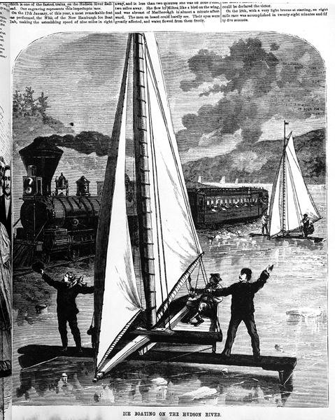 Isbåt på Hudson-elven, 1872 av American School