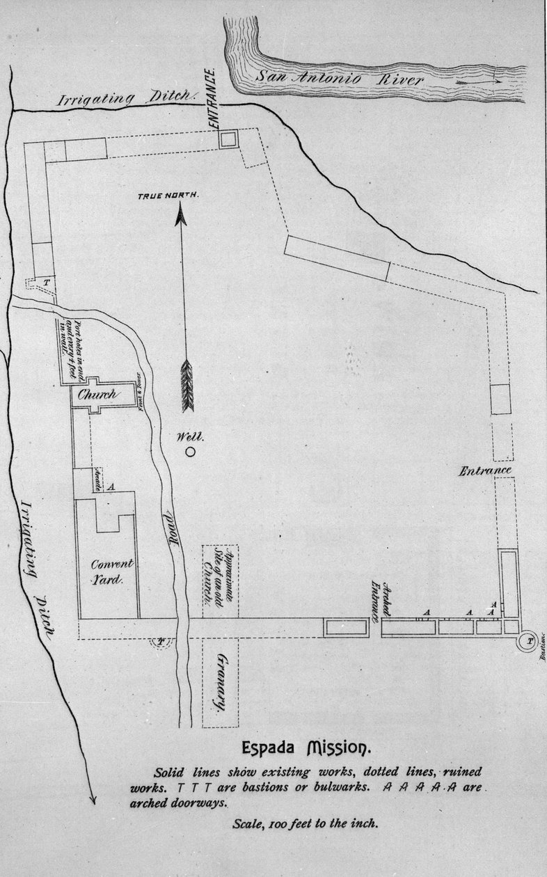 Layout av San Francisco de la Espada-misjonen av American School