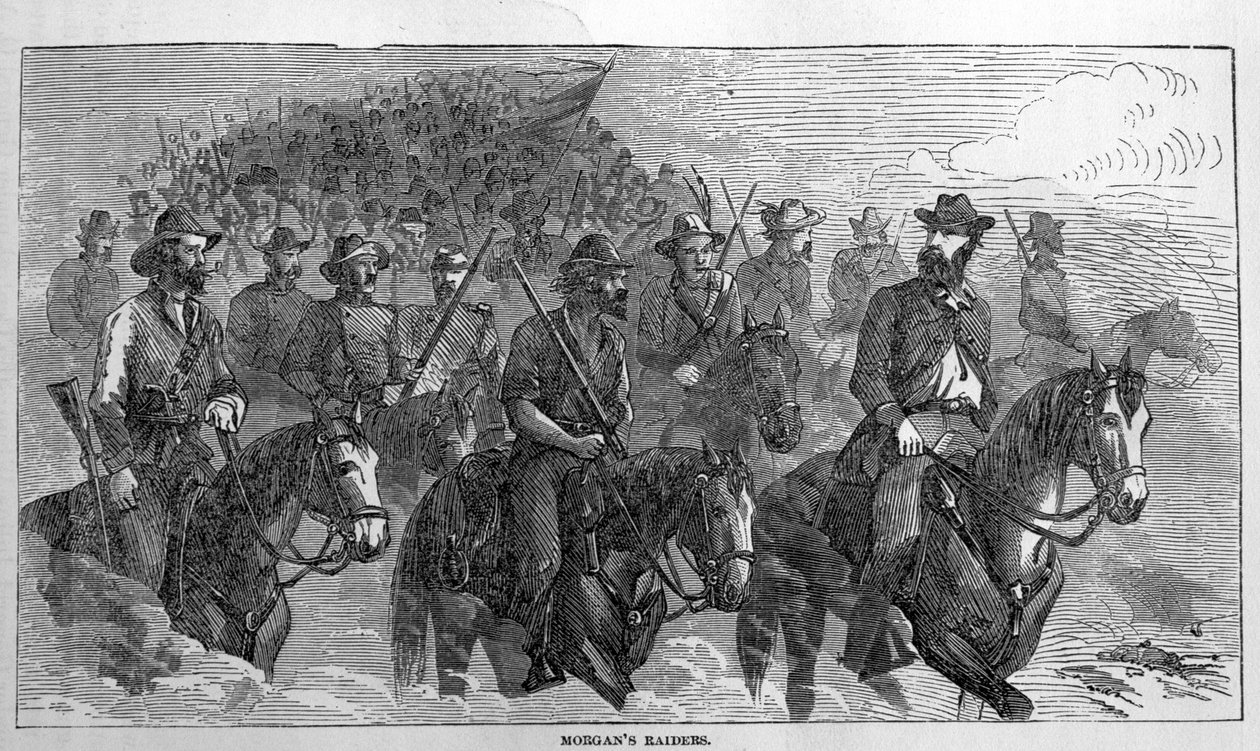 Morgans Raiders, fra Harpers Pictorial History of the Civil War, juli 1863 av American School