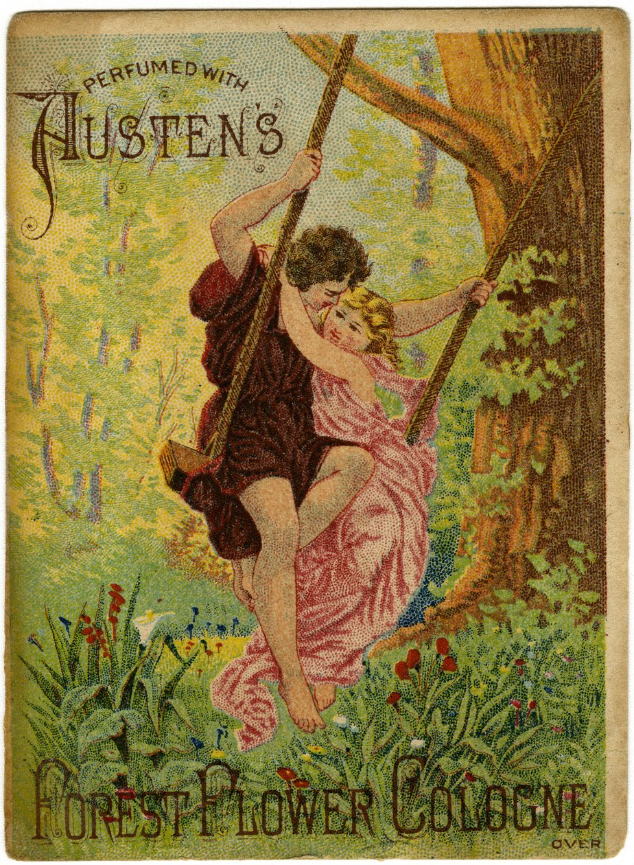 Parfymert med Austens Forest Flower Cologne; S.B, Cooper, forhandler av narkotika? [handelskort recto] av American School