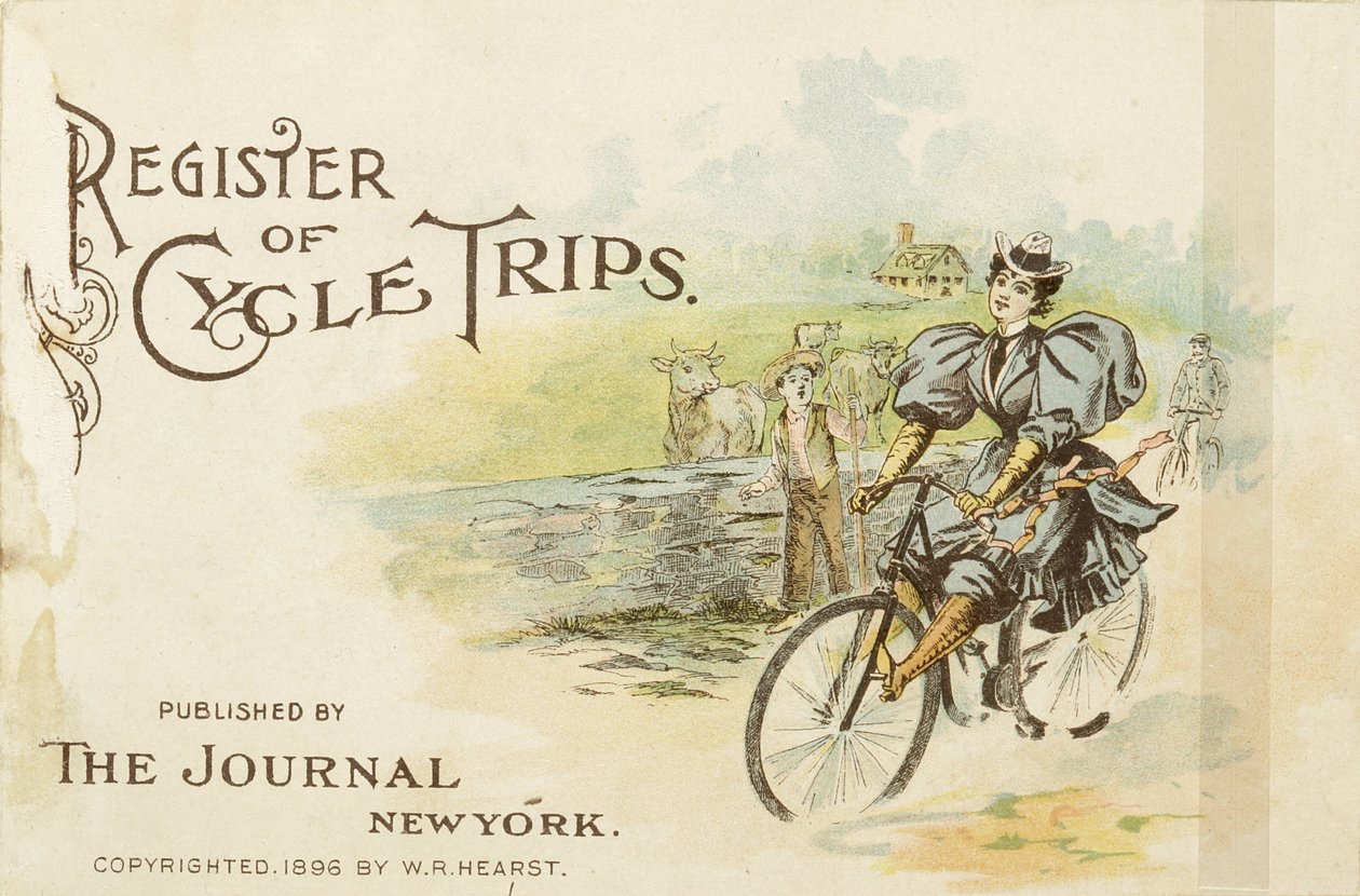 Register over sykkelturer, 1898 (farge litho [hefteomslag]) av American School