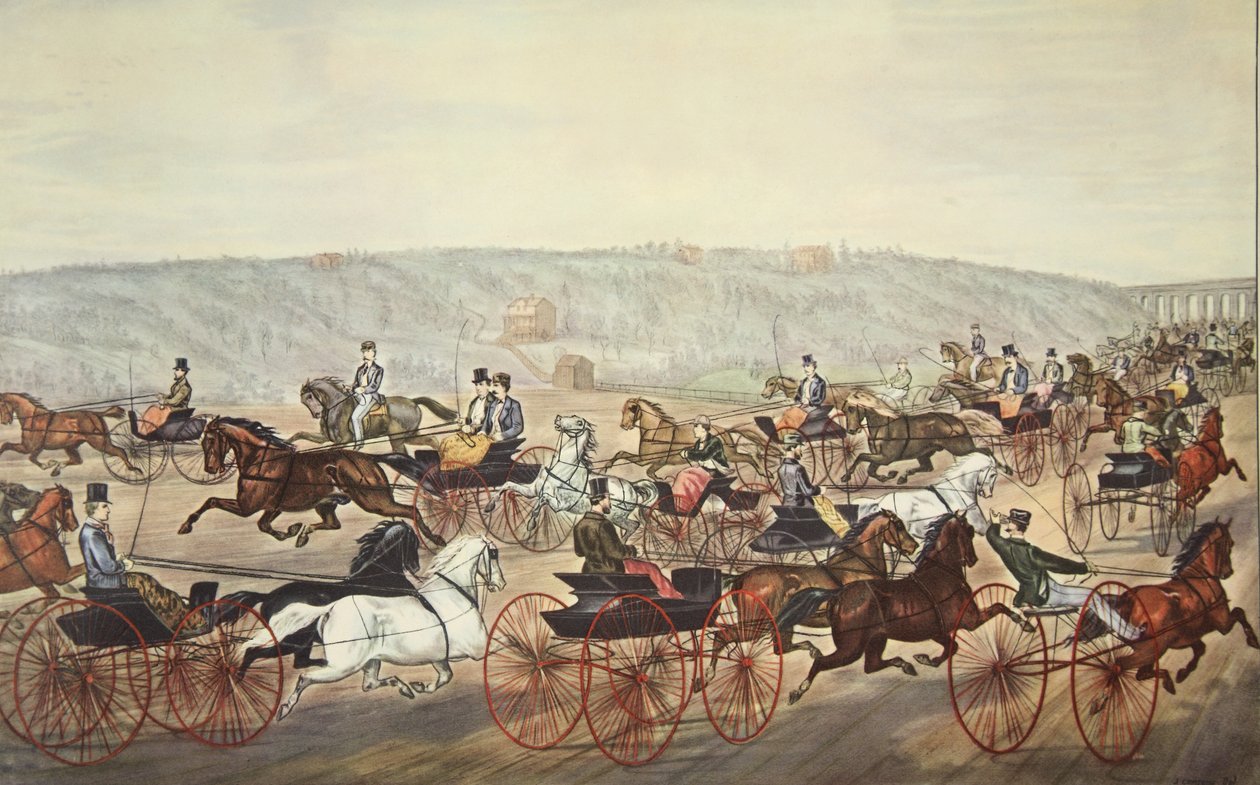 Hastighet på Avenue, pub. 1870, Currier & Ives av American School