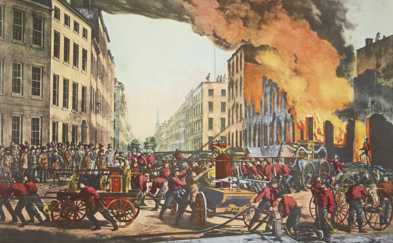 The Life of a Fireman - The Ruins, pub. 1854 Currier & Ives av American School