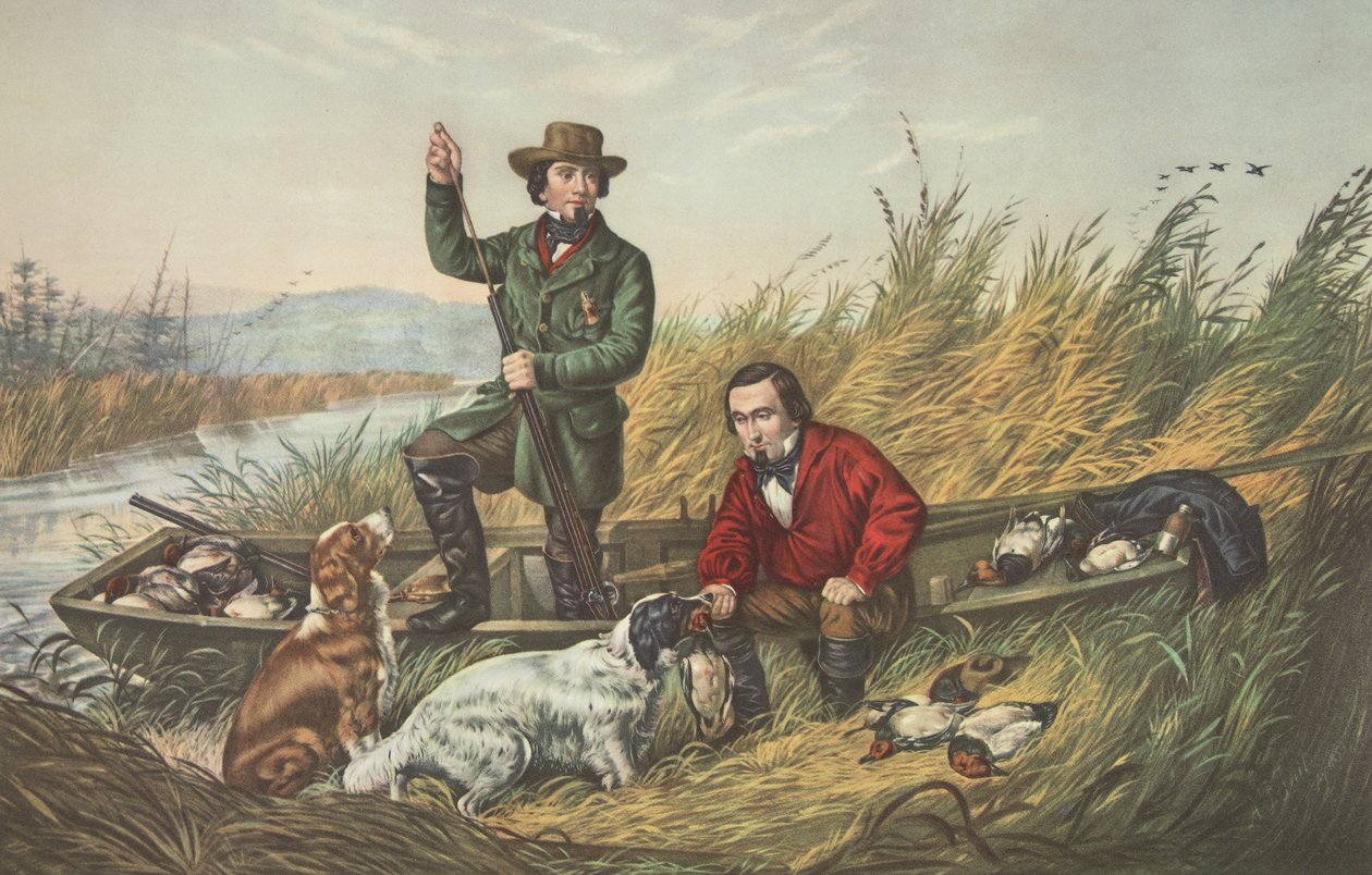 Wild Duck Shooting, A Good Days Sport, pub. 1852, Currier & Ives av American School