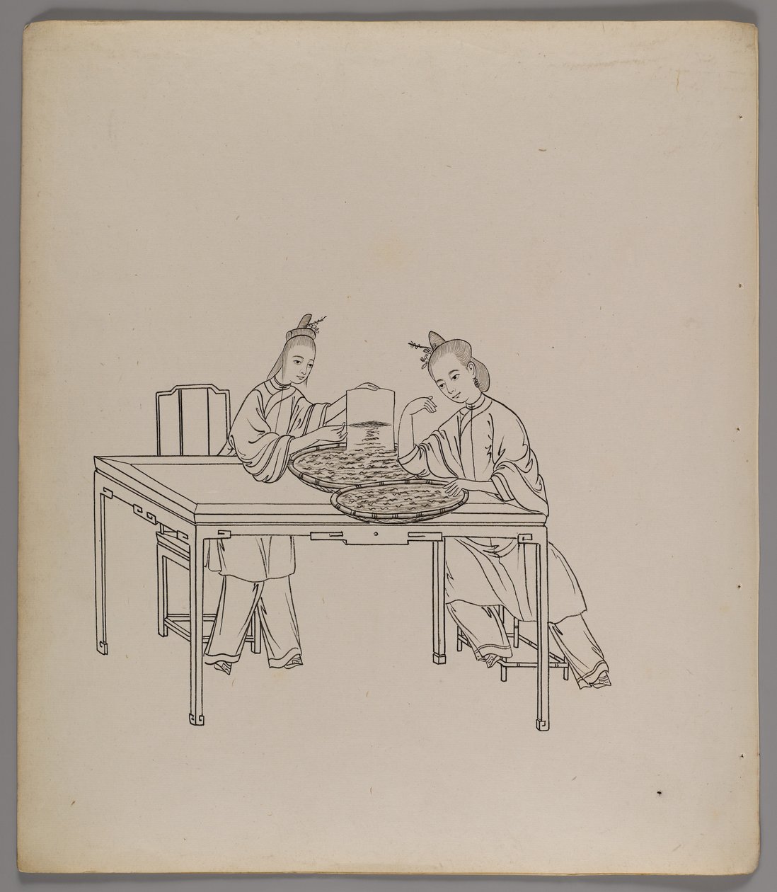 Album med separate blader: Silke Cultivation and Production (blekk på papir) (se også 499288-303) av Chinese School