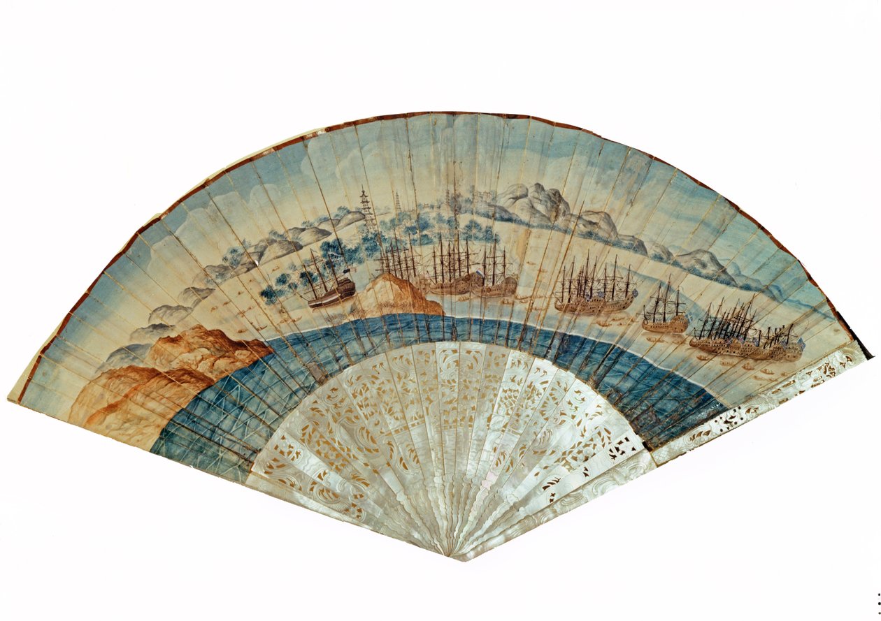 Kinesisk vifte (malt papir) av Chinese School