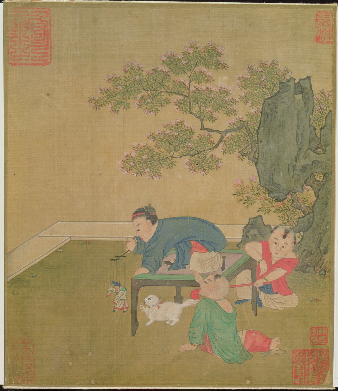 The Puppeteer, Chien Lung Dynasty (wc på silke) av Chinese School