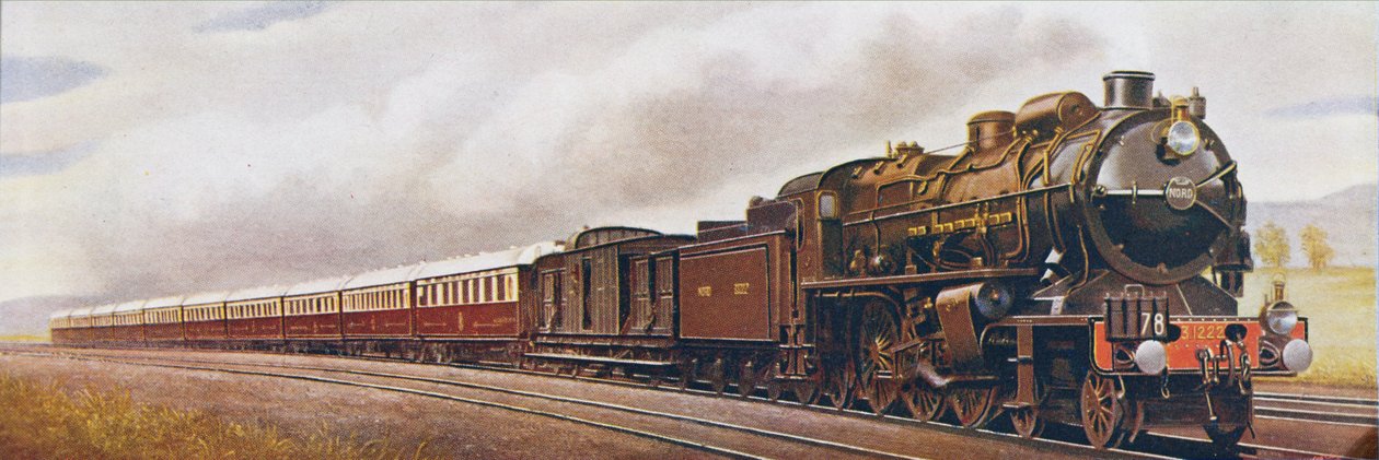Super Pacific of the Northern Railway of France, illustrasjon fra The Wonder Book of Railways, fjortende utgave redigert av Harry Golding, 1929 av English School