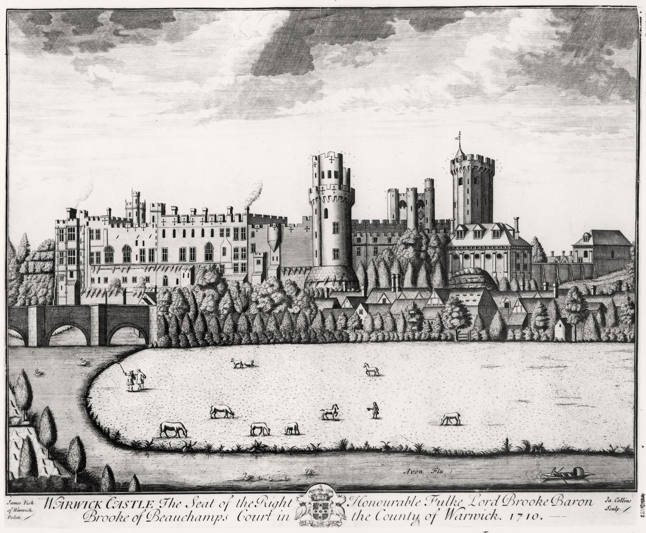 Warwick Castle, setet til Lord Brooke, Baron Brooke fra Beauchamps Court, 1710 av English School