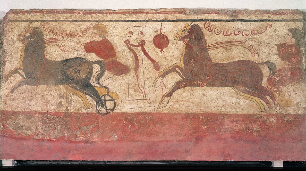 Vognkjøring, detalj fra et gravkammer, 330-320 f.Kr av Etruscan